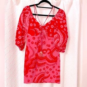 FARM Rio NWT! Beaded cotton poplin mini dress size S. Retail: $295